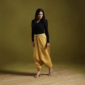 Yellow - plain flex cotton elasticated harem pant 19