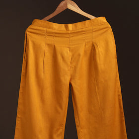 Yellow - plain flex cotton elasticated palazzo 08