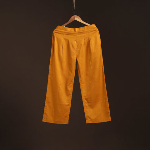 Yellow - plain flex cotton elasticated palazzo 08