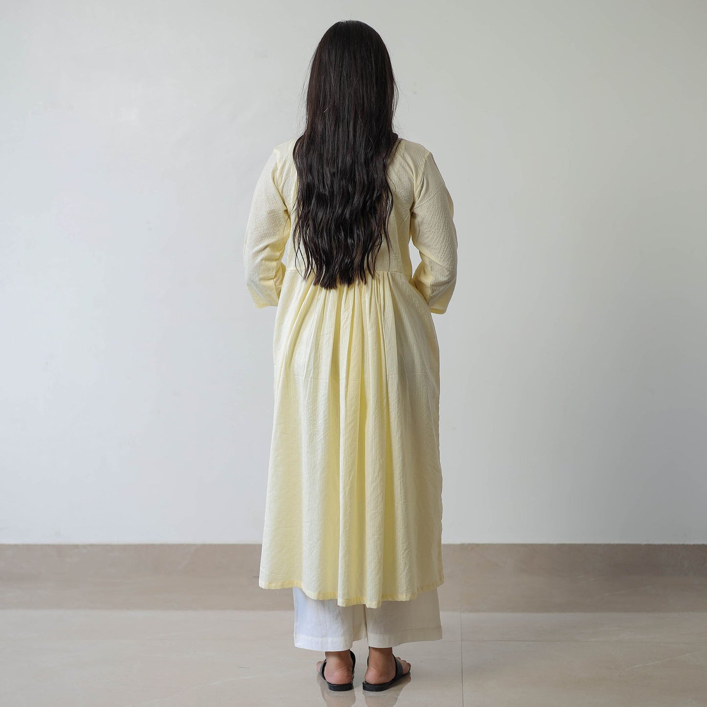 Plain Running Stitch Cotton A-Line Kurta 01 