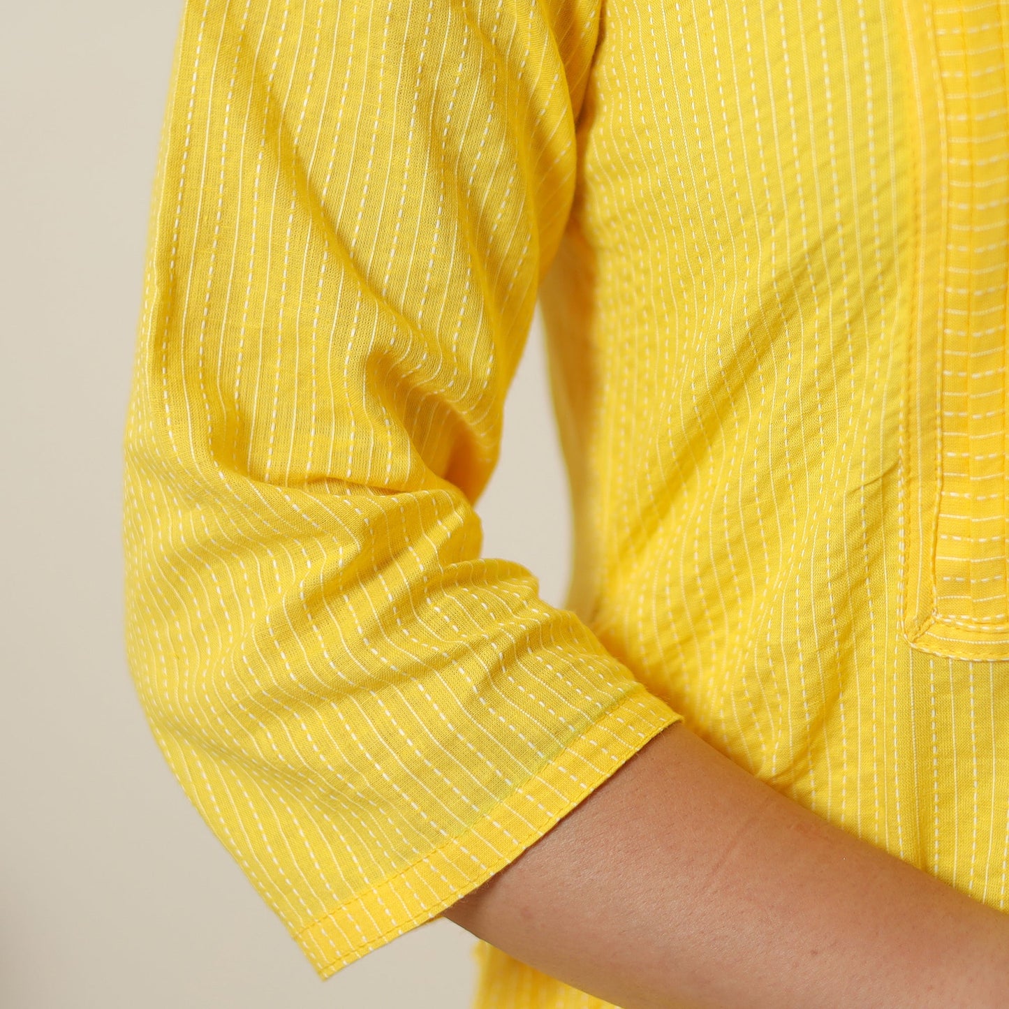 Buy Plain Running Stitch Cotton Pintuck Straight Kurta 09 Online at iTokri.com