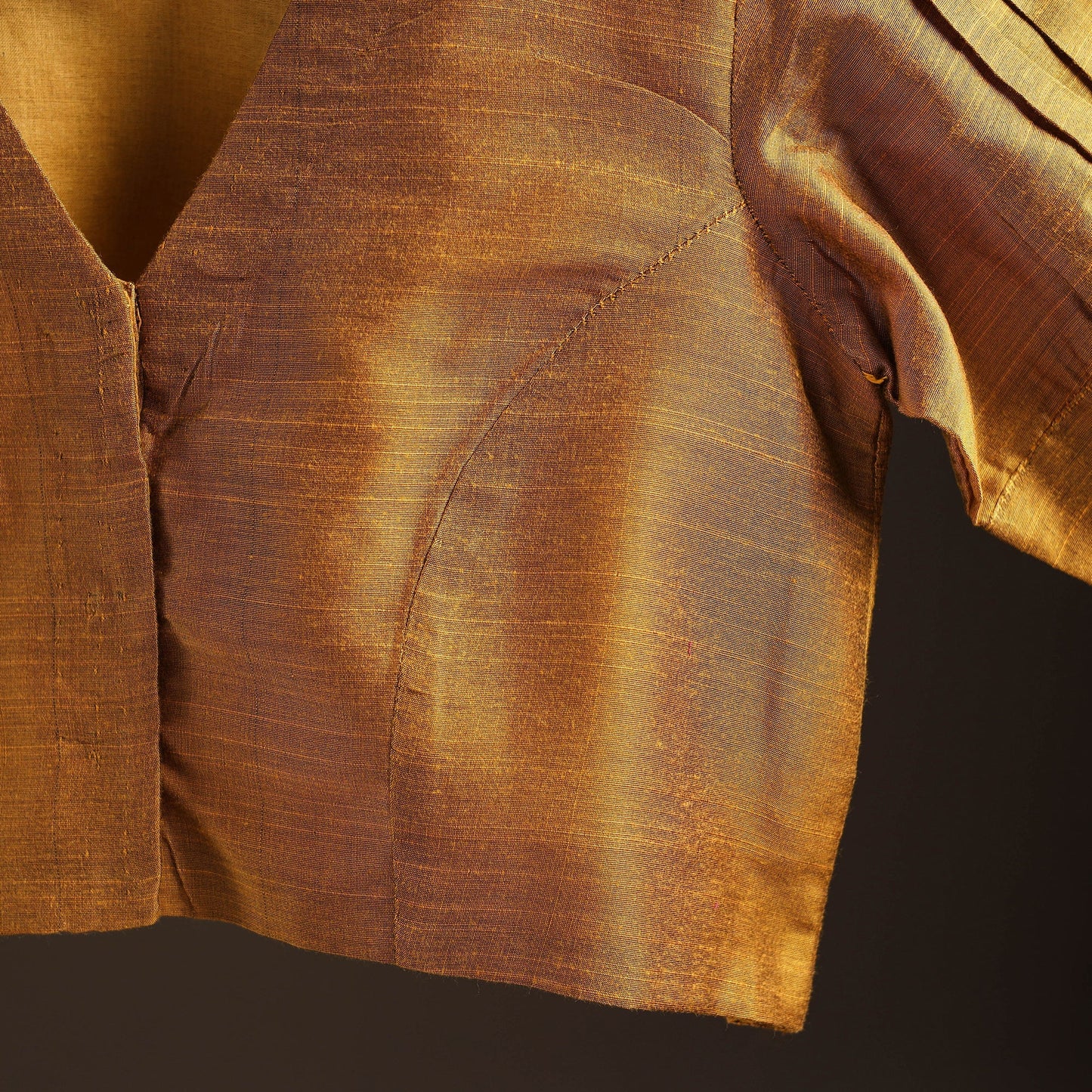 Plain slub silk readymade blouse 14 - handcrafted