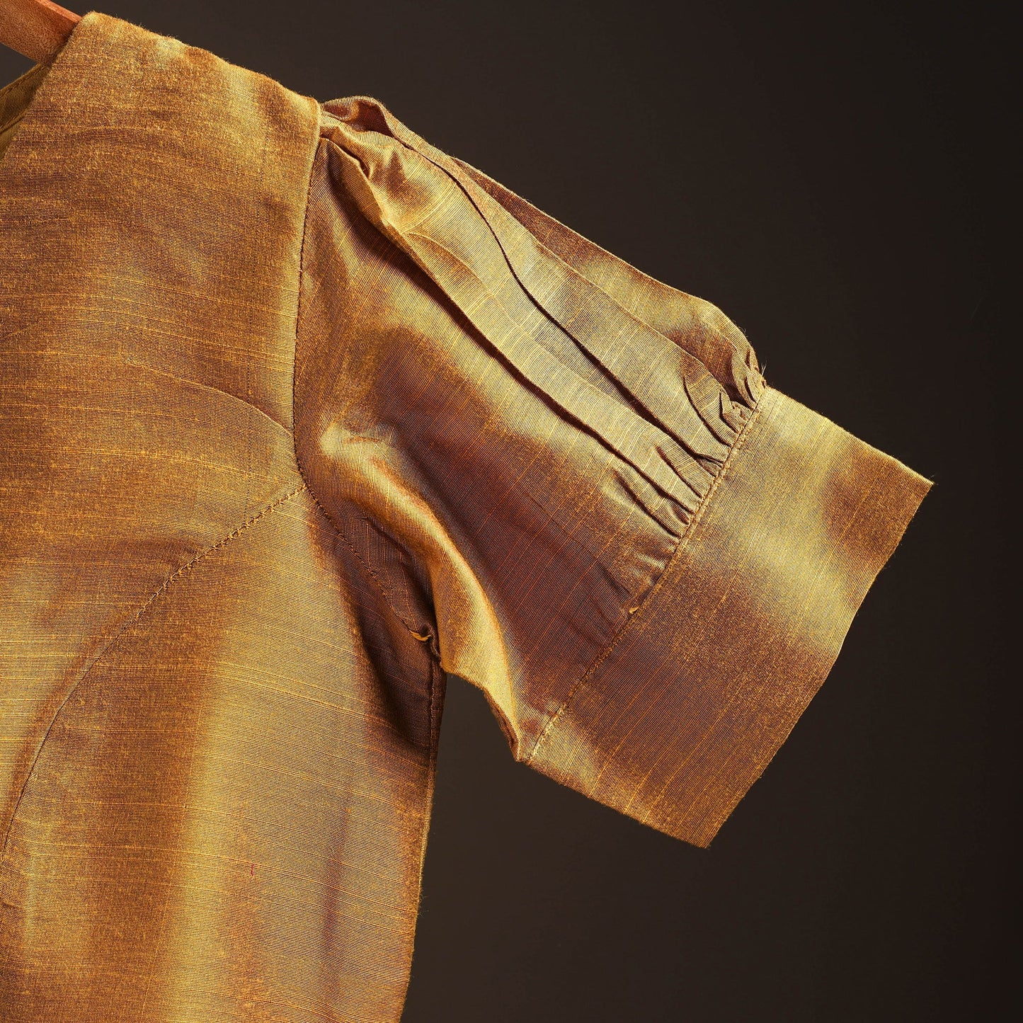 Plain slub silk readymade blouse 14 - handcrafted