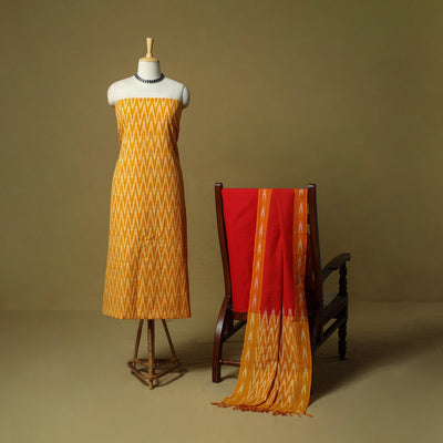Pochampally ikat 3pc cotton unstitched dress material 44
