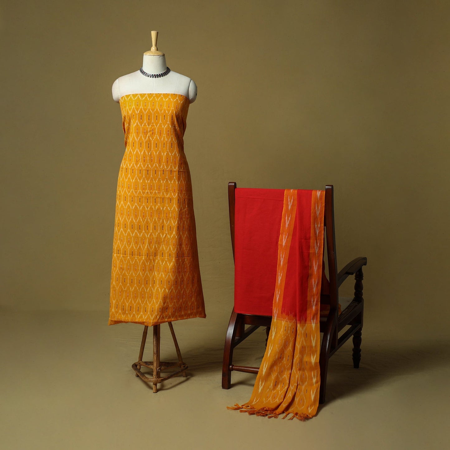 Pochampally ikat 3pc cotton unstitched dress material 46