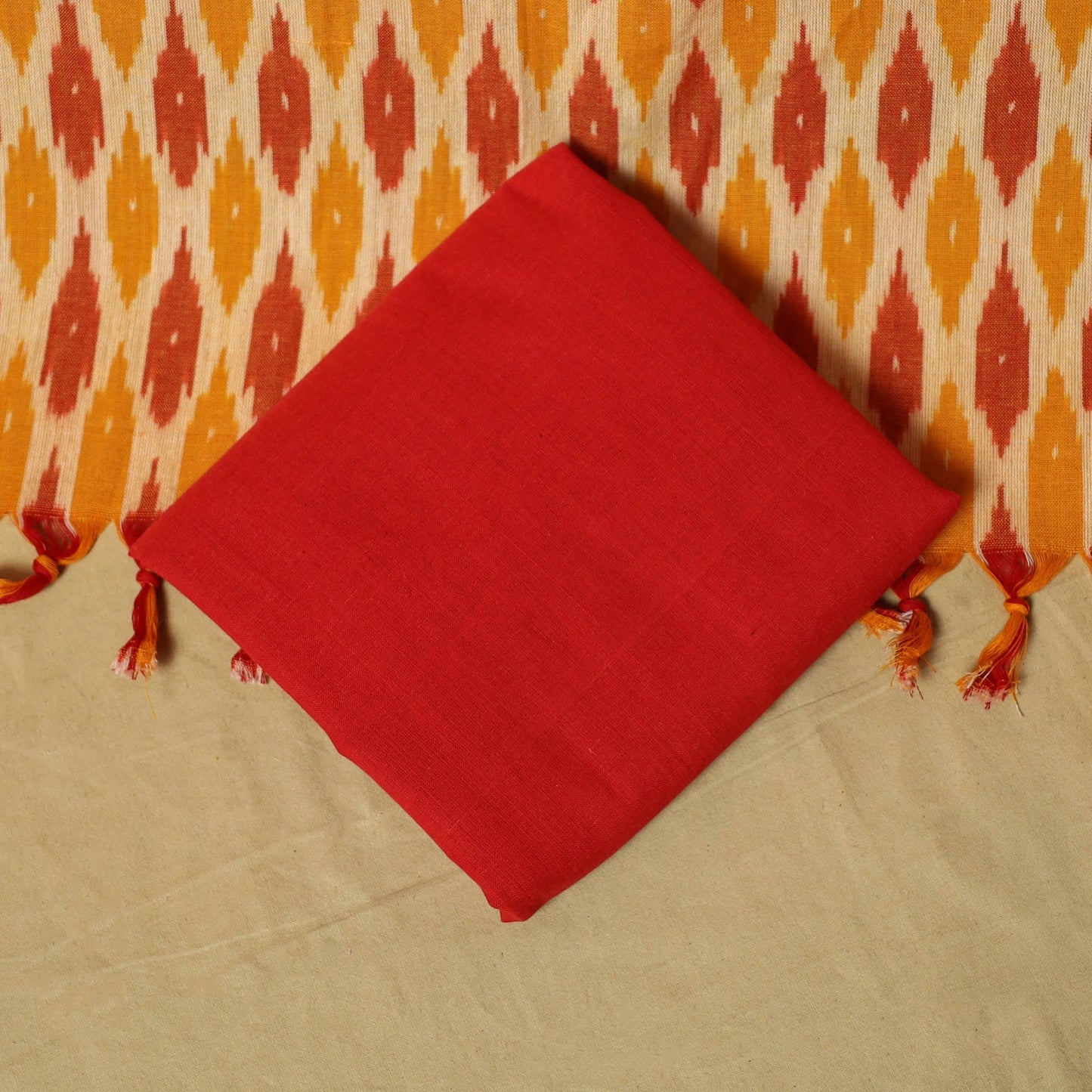 Pochampally ikat 3pc cotton unstitched dress material 50