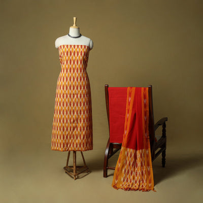Pochampally ikat 3pc cotton unstitched dress material 50