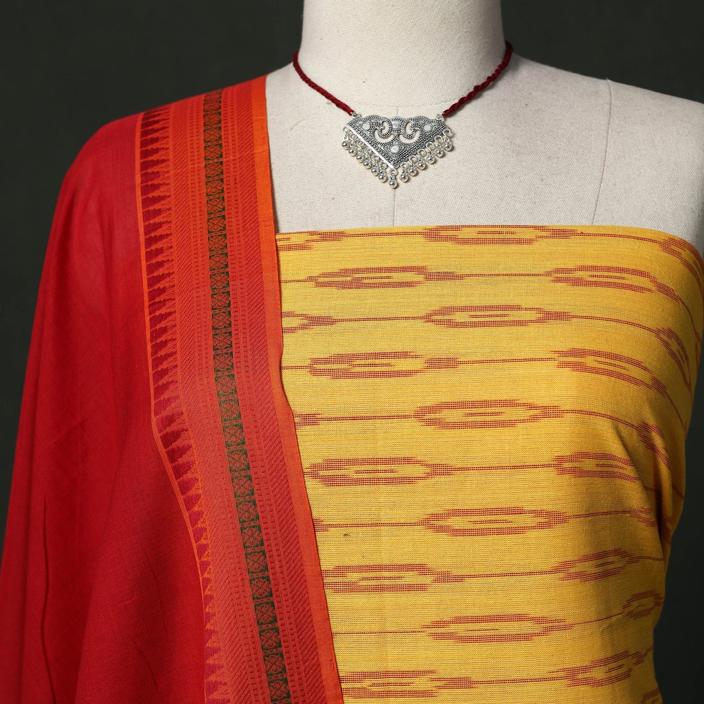 Pochampally ikat cotton 2pc unstitched dress material