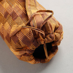 Yellow Pochampally Ikat Cotton Quilted Yoga Mat Bag 