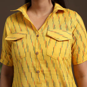 Yellow - pochampally ikat cotton shirt midi dress 03