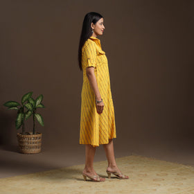 Yellow - pochampally ikat cotton shirt midi dress 03