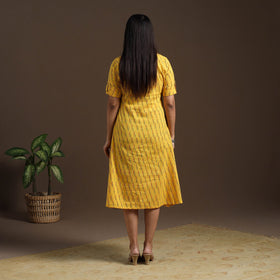 Yellow - pochampally ikat cotton shirt midi dress 03