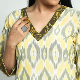 Yellow Pochampally Ikat Cotton Straight Kurta