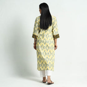Yellow Pochampally Ikat Cotton Straight Kurta
