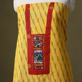 Yellow - pochampally ikat cotton unstitched kurta material