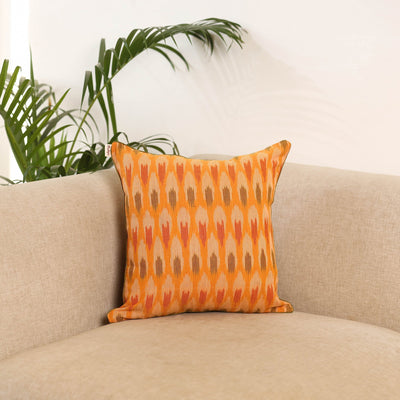 Orange - pochampally ikat cushion cover 22 - handcrafted