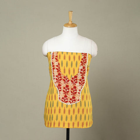 Buy Yellow Pochampally Ikat Patchwork Cotton Kurta Material