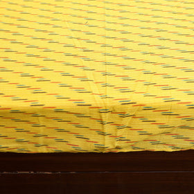 Yellow Pochampally Ikat with Sanganeri Patch Cotton Bedsheet Set