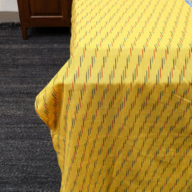 Yellow Pochampally Ikat with Sanganeri Patch Cotton Bedsheet Set