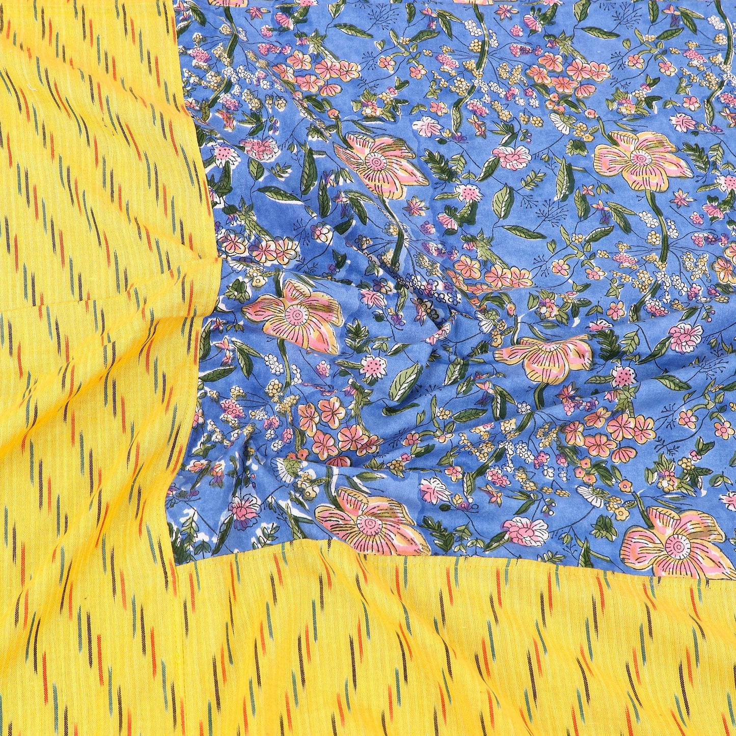 Pochampally Ikat with Sanganeri Patch Cotton Bedsheet Set