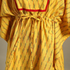 Yellow Pochampally Ikat Weave Cotton Kaftan (Medium)