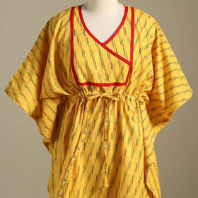 Yellow Pochampally Ikat Weave Cotton Kaftan (Medium)