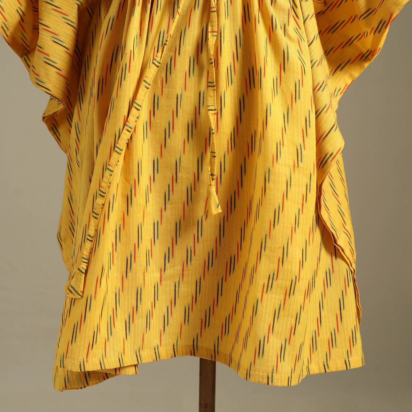 Yellow Pochampally Ikat Weave Cotton Kaftan (Medium)