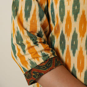  Pochampally Ikat Weave Cotton Kurta with Palazzo & Dupatta Set 05 Online l iTokri.com