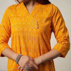  Pochampally Ikat Weave Cotton Kurta with Palazzo & Dupatta Set 01 