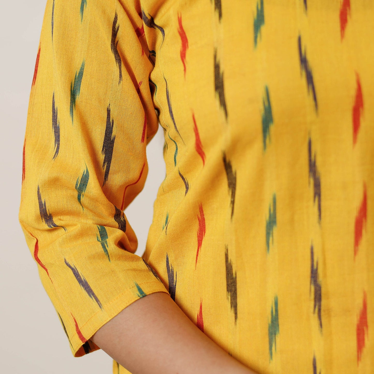 Buy Pochampally Ikat Weave Cotton Long Straight Kurta 04 Online at iTokri.com
