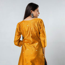  Polka Zari Butta Spun Dupion Silk Long Straight Kurta 03 Online at iTokri.com