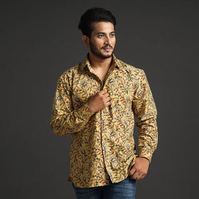 Buy Premium Pedana Kalamkari Block Printed Cotton Men Full Sleeve Shirt Online at iTokri.com