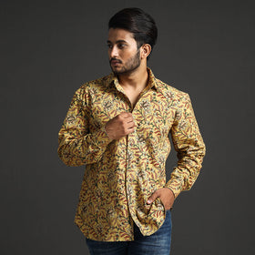 Buy Premium Pedana Kalamkari Block Printed Cotton Men Full Sleeve Shirt Online at iTokri.com