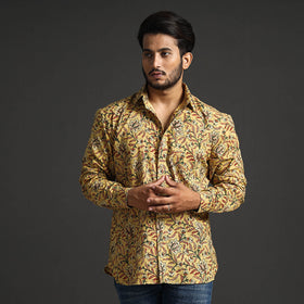 Buy Premium Pedana Kalamkari Block Printed Cotton Men Full Sleeve Shirt Online at iTokri.com