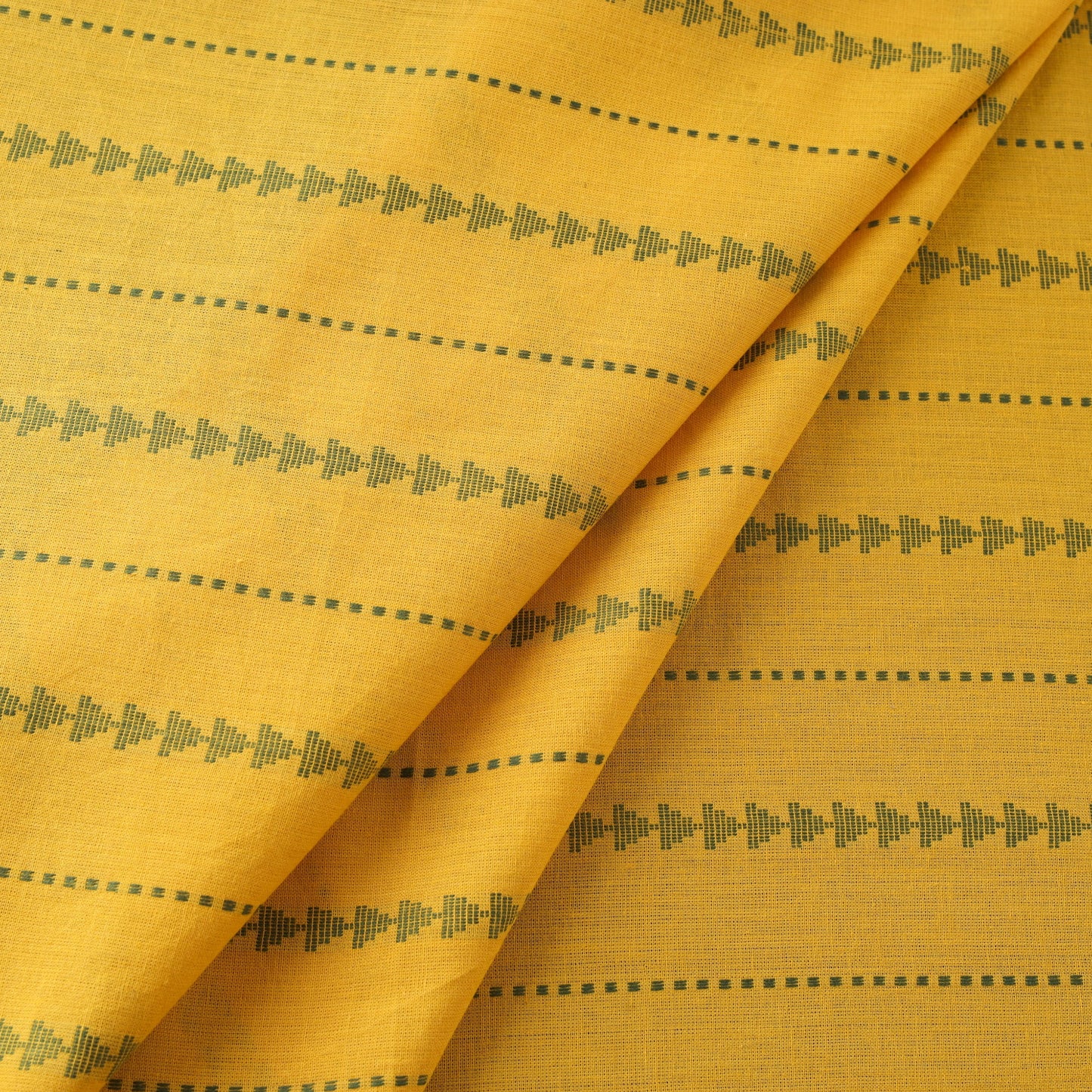 Yellow Prewashed Cotton Jacquard Fabric