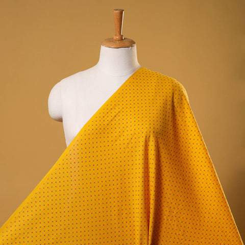 Yellow Prewashed Cotton Jacquard Fabric