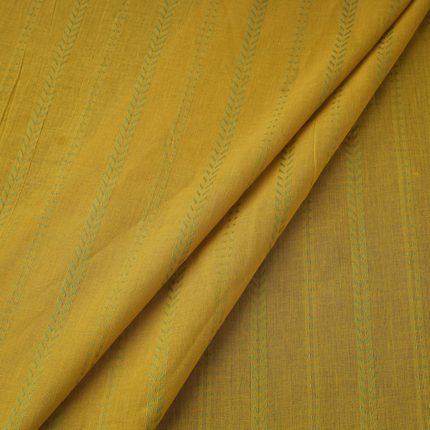 Yellow Prewashed Cotton Jacquard Fabric