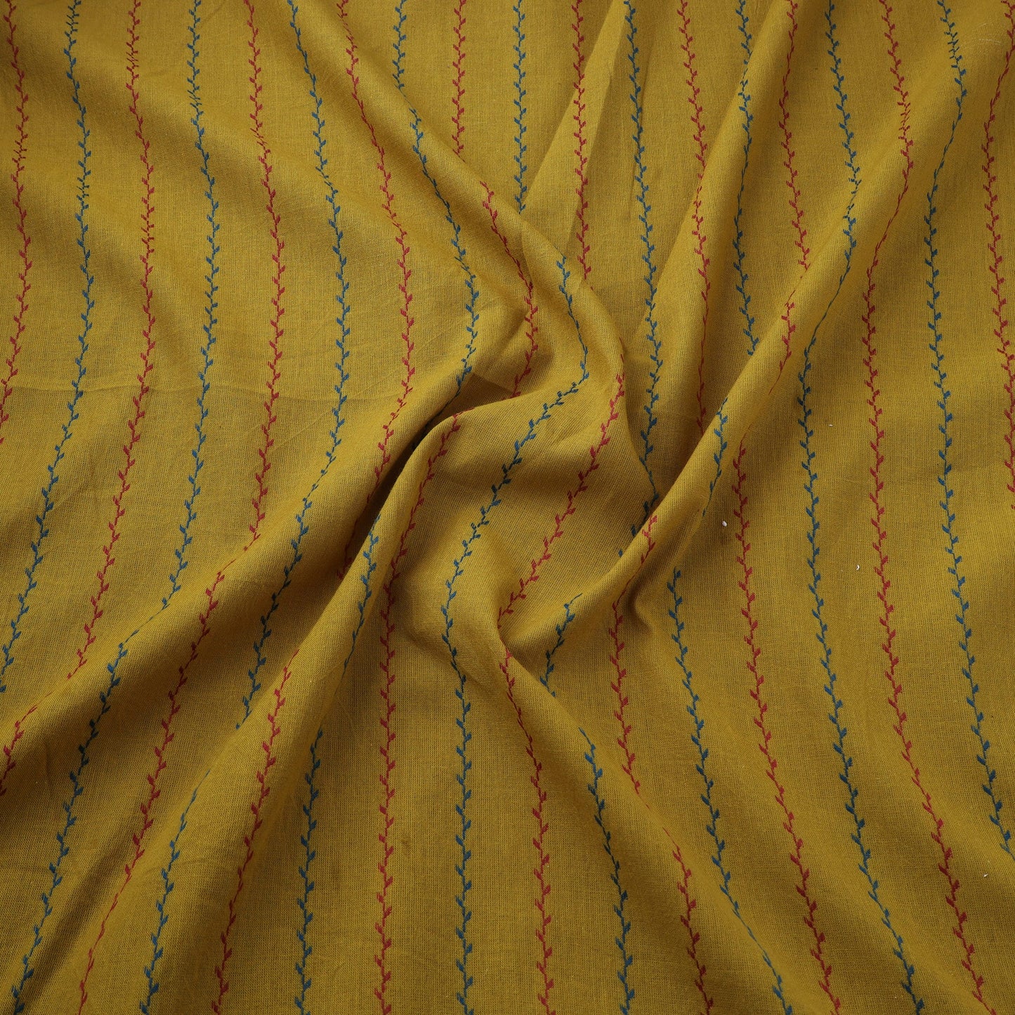 Yellow Prewashed Cotton Jacquard Fabric