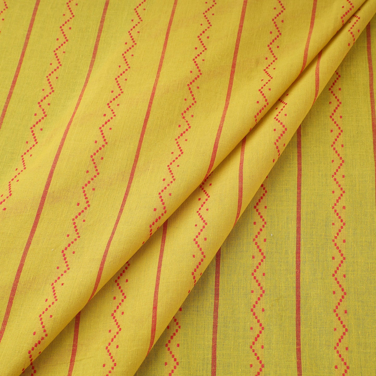Yellow Prewashed Cotton Jacquard Fabric