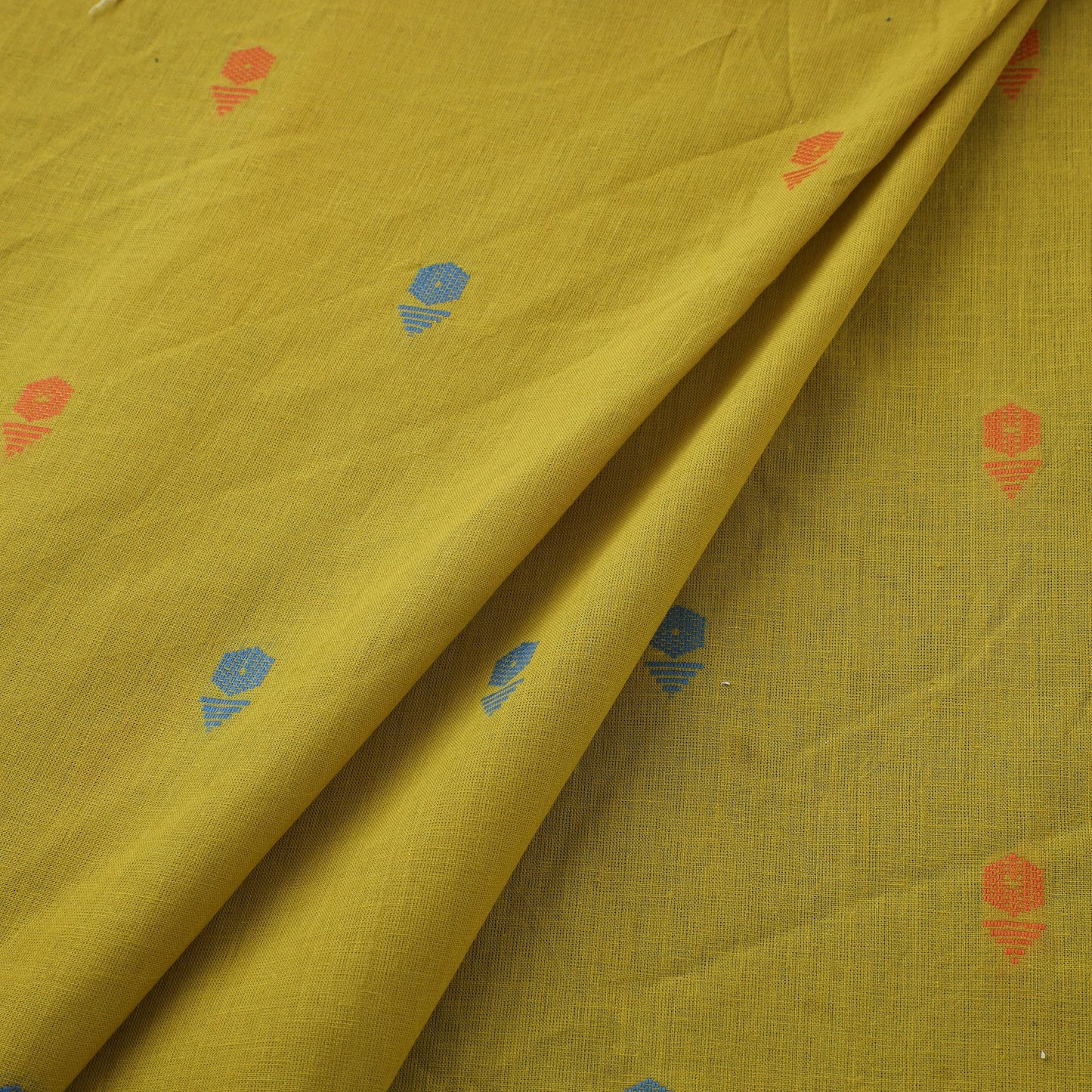 Yellow Prewashed Cotton Jacquard Fabric