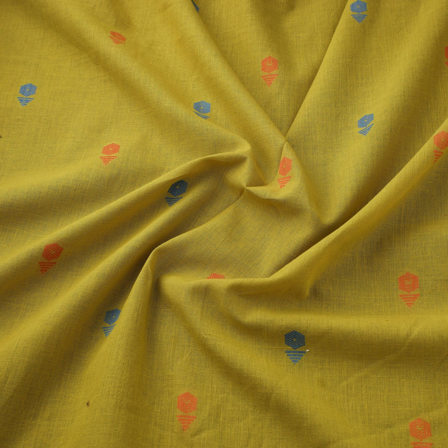 Yellow Prewashed Cotton Jacquard Fabric