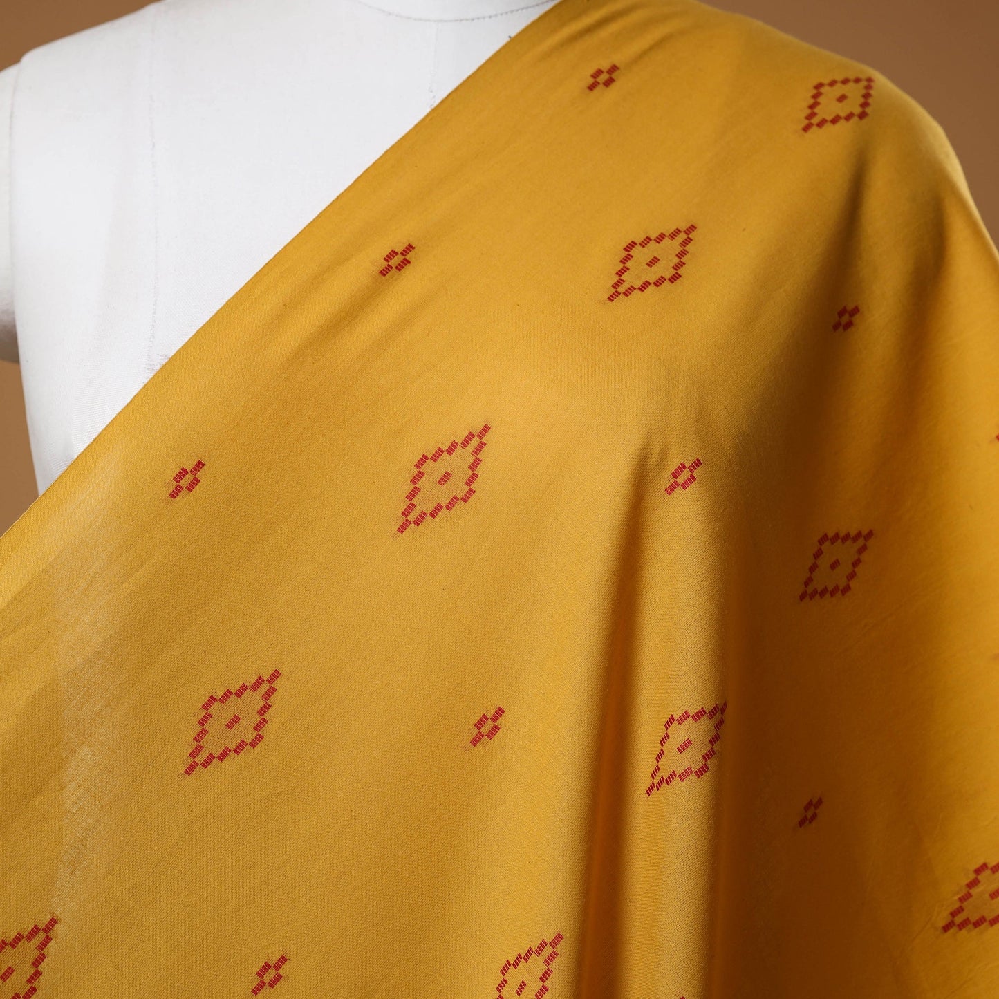 Yellow - prewashed cotton jacquard fabric 51 - handcrafted