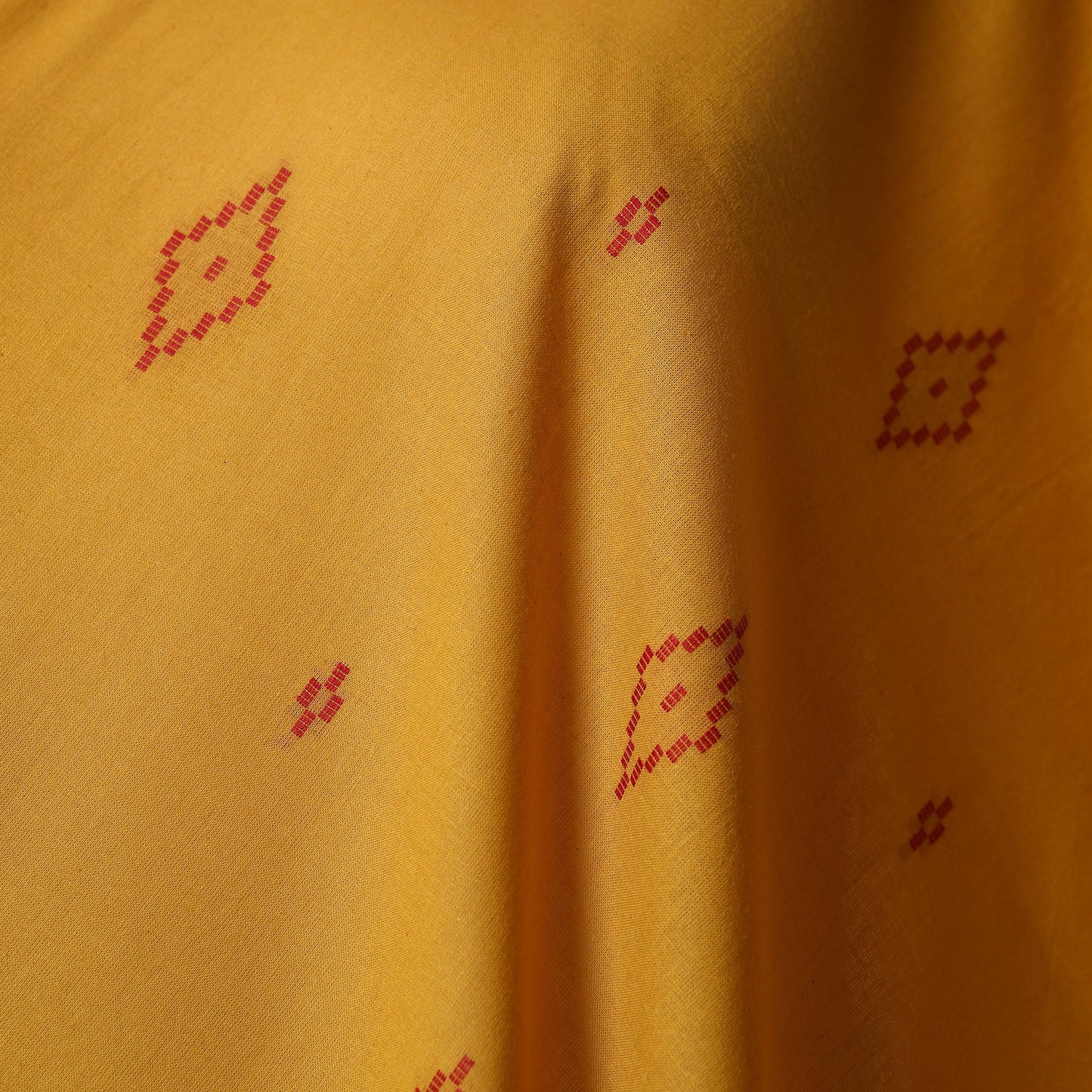 Yellow - prewashed cotton jacquard fabric 51 - handcrafted