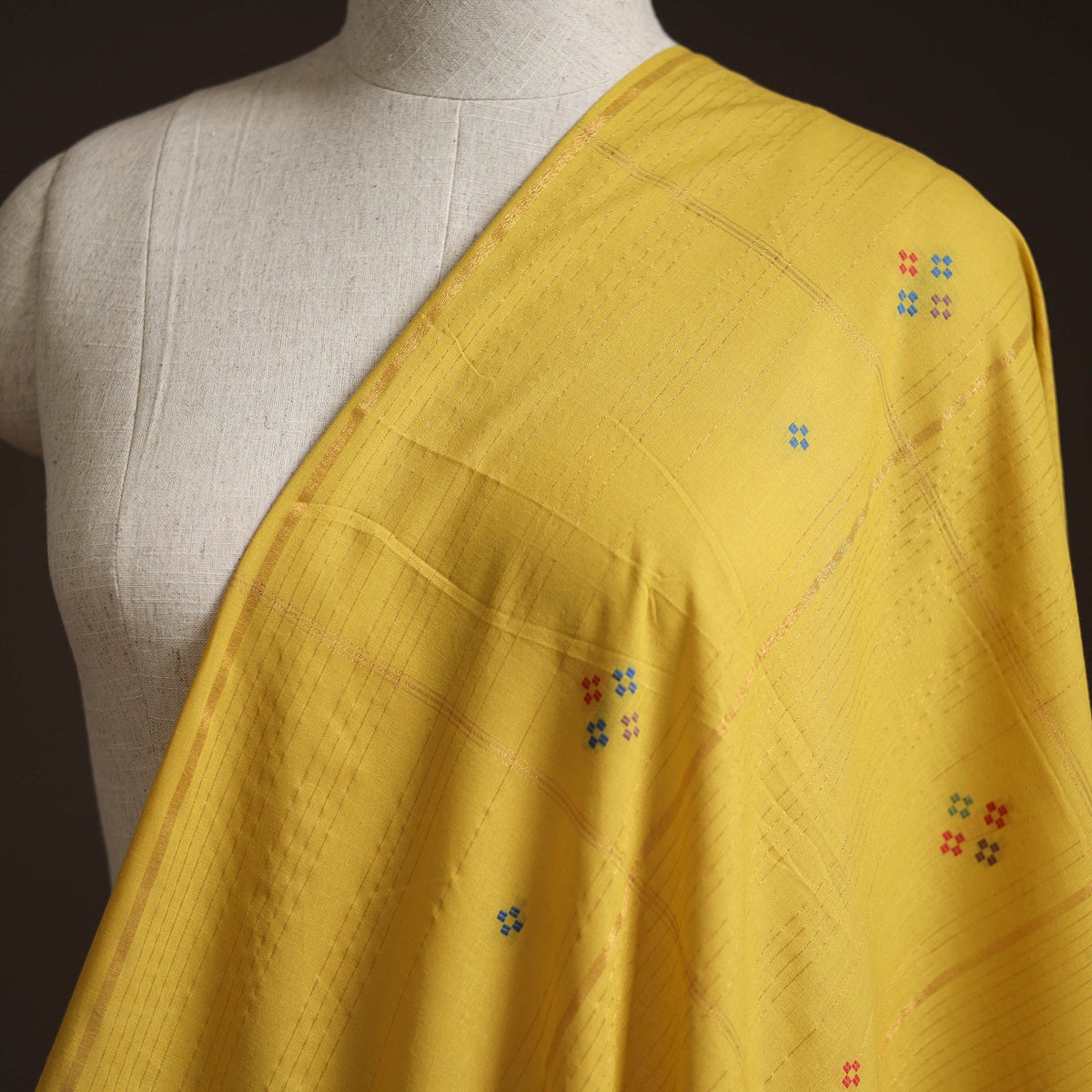 Prewashed cotton zari work jacquard fabric 02 - handcrafted