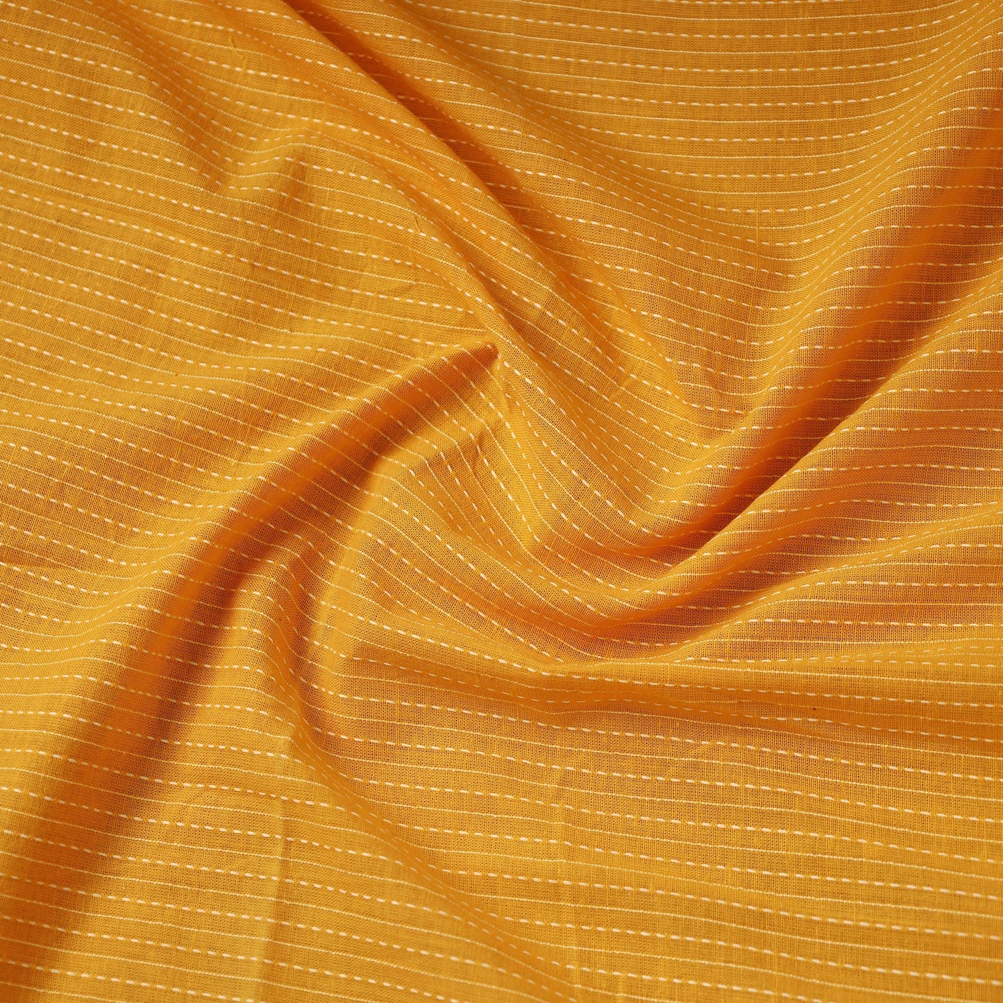 Yellow - prewashed running stitch plain cotton fabric 03