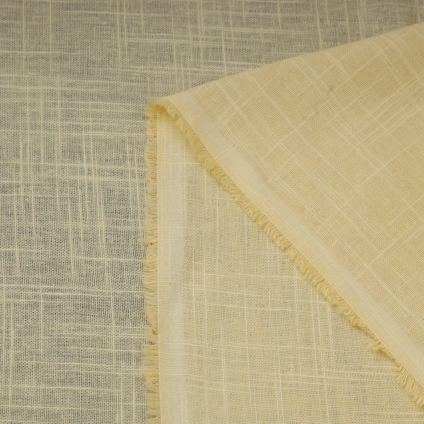 Beige Prewashed Slub Cotton Plain Fabric