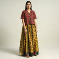 Yellow - printed 24 kali patchwork cotton long skirt 10