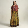  Ajrakh Block Printed 24 Kali Patchwork Cotton Long Skirt 15 