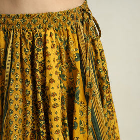 Yellow - printed 24 kali patchwork cotton long skirt 18