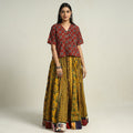 Yellow - printed 24 kali patchwork cotton long skirt 18